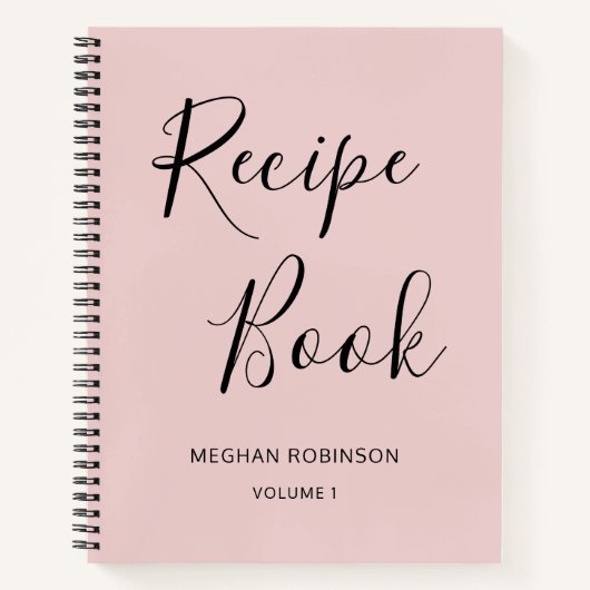 Girly Script Kookboek Blush Gepersonaliseerd Recep Notitieboek (Voorkant)