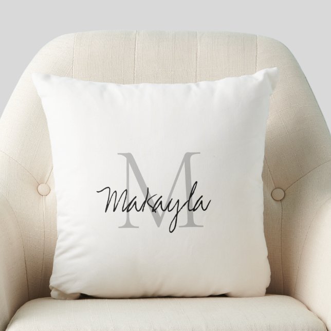 Girly Script Monogram Naam Kussen (Creator heeft geüpload)