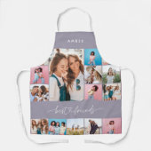 Girly script multi foto beste vriend modern lila schort (Voorkant)
