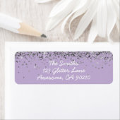 Girly Script Paarse zilveren bruiloft retouradres Etiket (Insitu)