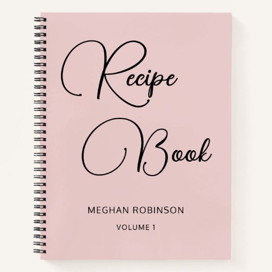 Girly Script Persoonlijk Kookboek Roze Recept Notitieboek (Voorkant)