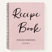 Girly Script Persoonlijk Kookboek Roze Recept Notitieboek (Voorkant)