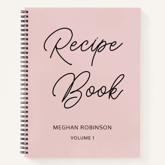 Girly Script Persoonlijk Kookboek Roze Recept Nr Notitieboek (Voorkant)