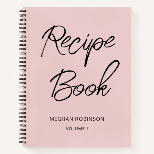 Girly Script Persoonlijk Kookboek Roze Recept Nr Notitieboek (Voorkant)