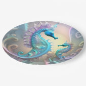Girly Seahorses Pastel Fractal Art, Papieren Bordje (Gekanteld)