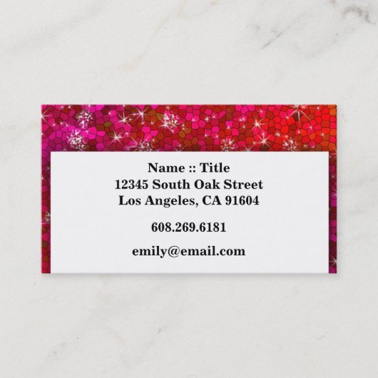 Girly Sequin Rhinestone Glitter Bling Professional Visitekaartje (Voorkant)
