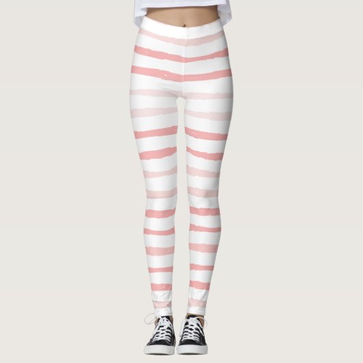 Girly Serene Dusty Pink Organic Stripes Leggings (Voorkant)