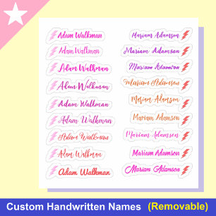 Girly Set van 18 Labels, Elegante Script Naam Stic Sticker