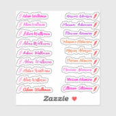 Girly Set van 18 Labels, Elegante Script Naam Stic Sticker (Vel)
