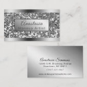 Girly Shimmer Folie Silver Glitter Visitekaartje (Voorkant / Achterkant)