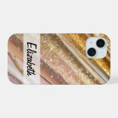 Girly Shimmering Pastel Glitter iPhone 15 Case (Achterkant horizontaal)