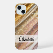 Girly Shimmering Pastel Glitter iPhone 15 Case (Achterkant)