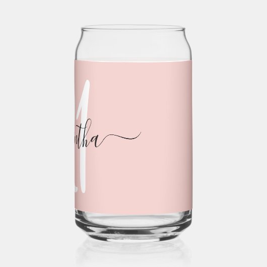 Girly Signature Gepersonaliseerd Nummer 21 Blush Blikvorm Glas (Achterkant)