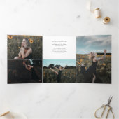 Girly Signature Hart Foto Afstuderen Drieluik Uitnodiging (Binnen)