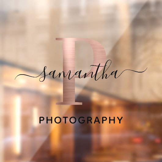 Girly Signature Roos Gold P Monogram Logo Raamsticker (Vel 2)