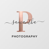 Girly Signature Roze Goud P Monogram Logo Raamsticker (Vel)