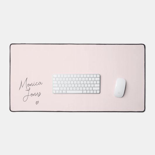 Girly Signature Script Schattig Monogram Roze Bureaumat (Keyboard & Muis)