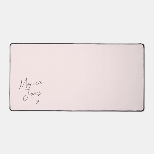 Girly Signature Script Schattig Monogram Roze Bureaumat (Voorkant)