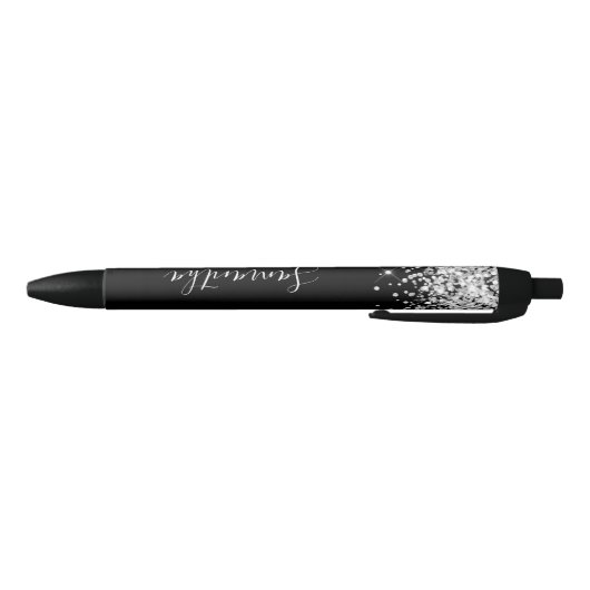 Girly Signature Sparkly Silver Glitter Zwarte Inkt Pen (Bodem)