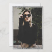 Girly Silver border marble script foto Sweet 16 Kaart (Achterkant)