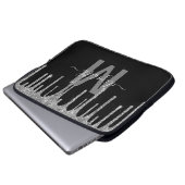 Girly Silver Driving Glitter Monogram Name Laptop Sleeve (Voorkant onderkant)