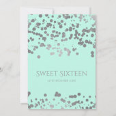 Girly Silver Foil Confetti Sweet Sixteen Mint Kaart (Achterkant)