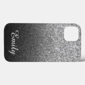 Girly Silver Glitter Black Ombre gepersonaliseerd Case-Mate iPhone Case (Achterkant (horizontaal))