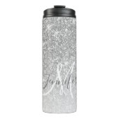 Girly Silver Glitter Blush Monogram Naam  Thermosbeker (Voorkant)