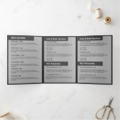 Girly Silver Glitter Double Drips Salon Brochure Drieluik Uitnodiging (Binnen)