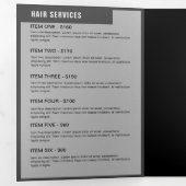 Girly Silver Glitter Double Drips Salon Brochure Drieluik Uitnodiging (Binnenzijde eerst)