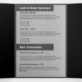 Girly Silver Glitter Double Drips Salon Brochure Drieluik Uitnodiging (Binnenkant midden)