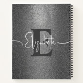 Girly Silver Glitter Gepersonaliseerde Monogram Na Notitieboek (Achterkant)