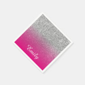 Girly Silver Glitter Hot Pink, speciaal gepersonal Servetten (Hoek)