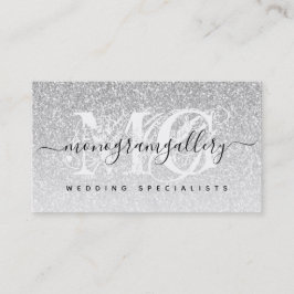 Girly Silver Glitter Luxe Glam Monogram Visitekaartje