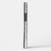 Girly Silver Glitter Monogram Naam Case-Mate iPhone Case (Achterkant / Rechts)