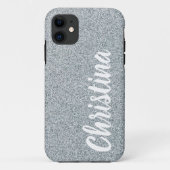 Girly Silver Glitter Name Personalized Hoesje-Mate Case-Mate iPhone Case (Achterkant)