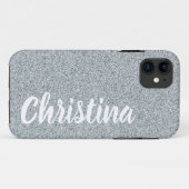 Girly Silver Glitter Name Personalized Hoesje-Mate Case-Mate iPhone Case (Achterkant (horizontaal))