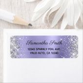 Girly Silver Glitter Pale Purple Foil Etiket (Insitu)