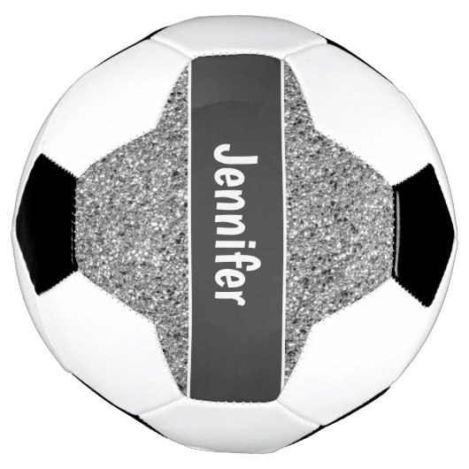 Girly Silver Glitter Sparkle-gepersonaliseerde Kin Voetbal (Gedraaid)
