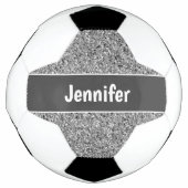 Girly Silver Glitter Sparkle-gepersonaliseerde Kin Voetbal (Voorkant)
