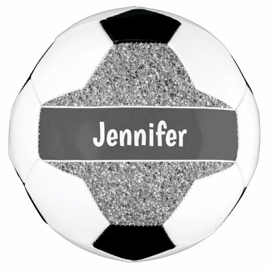Girly Silver Glitter Sparkle-gepersonaliseerde Kin Voetbal (Voorkant)