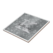 Girly Silver Glitter Sparkle Glam Monogram Naam Tegeltje (Zijkant)