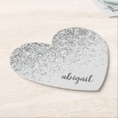 Girly Silver Glitter Sparkle Modern Heart Party Kartonnen Onderzetters (Gekanteld)
