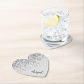 Girly Silver Glitter Sparkle Modern Heart Party Kartonnen Onderzetters (Insitu)