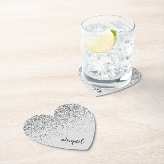 Girly Silver Glitter Sparkle Modern Heart Party Kartonnen Onderzetters (Insitu)