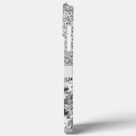 Girly Silver Glitter Stars Monogram Case-Mate iPhone Case (Achterkant / Links)