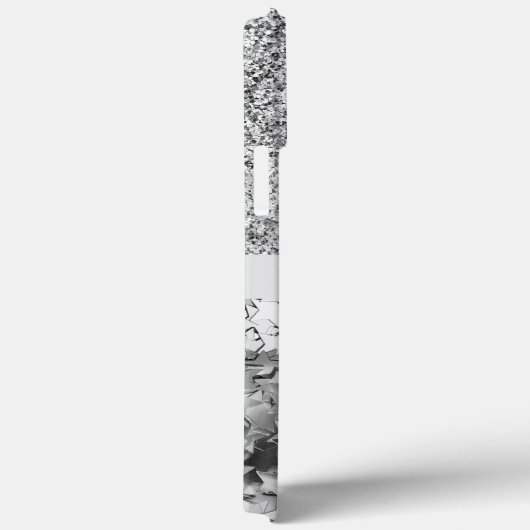 Girly Silver Glitter Stars Monogram Case-Mate iPhone Case (Achterkant / Rechts)