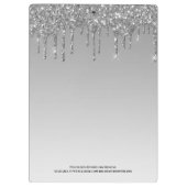 Girly Silver Grey Glitter Monogram Naam Klembord (Achterkant)