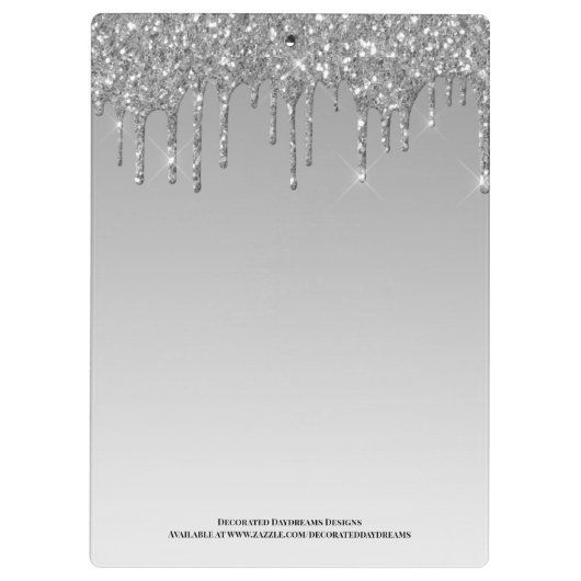 Girly Silver Grey Glitter Monogram Naam Klembord (Achterkant)