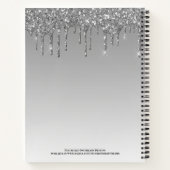 Girly Silver Grey Glitter Monogram Name Notitieboe Notitieboek (Achterkant)